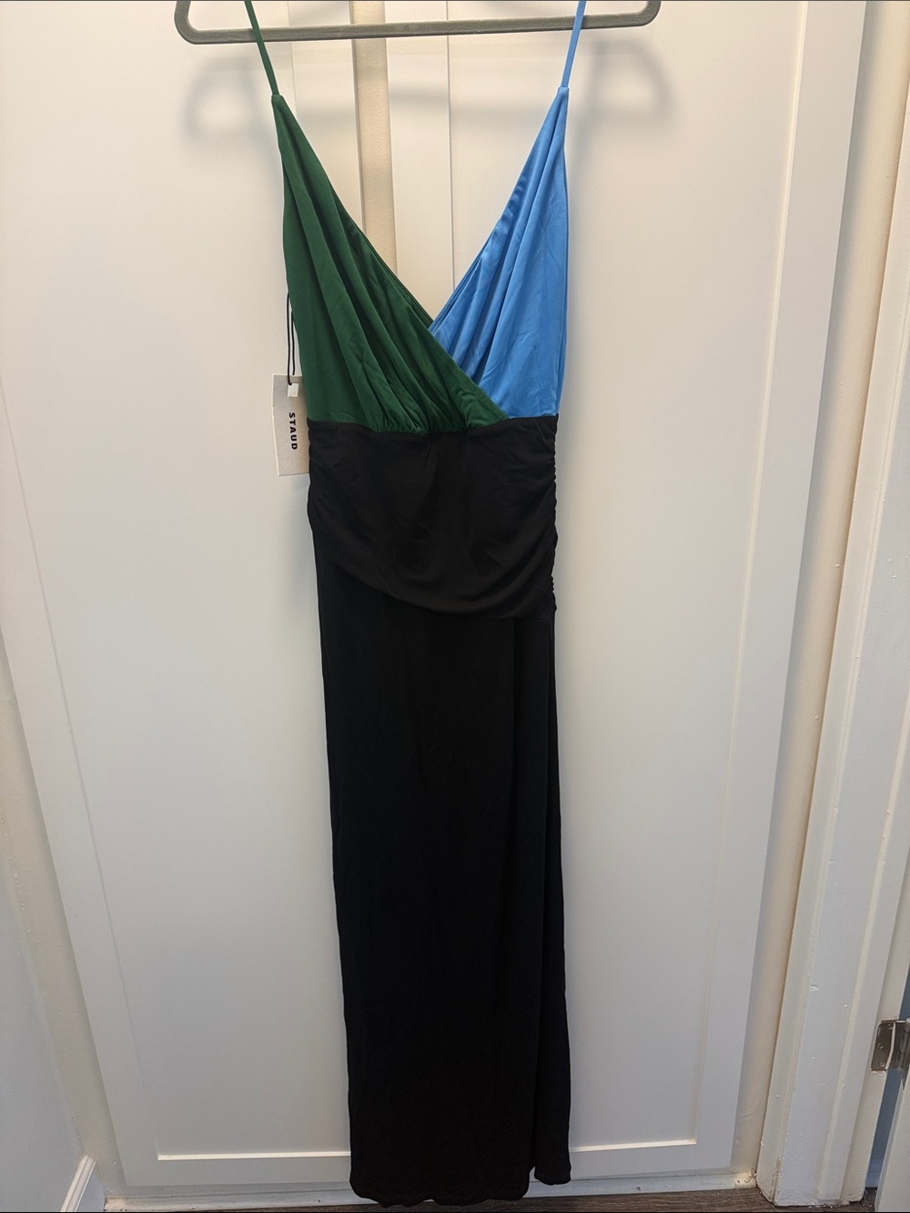 STAUD v- neck colorblock maxi dress